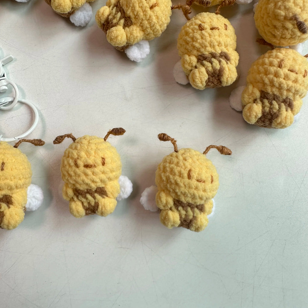 Hand-Crocheted Bee Charm and Keychain