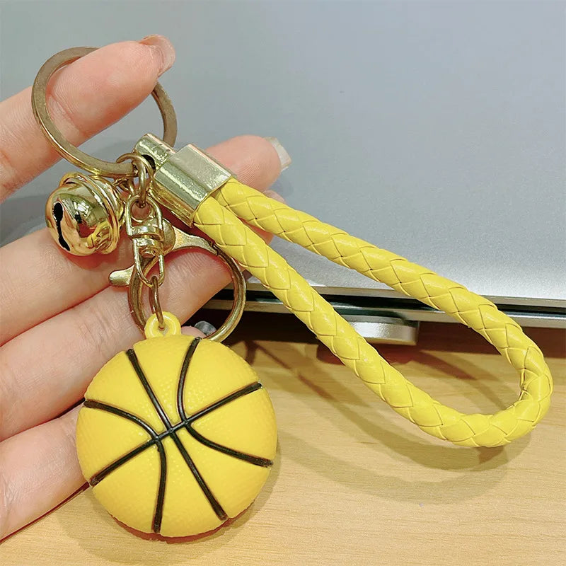 Basketball Keychain with Braided Cord and Bell