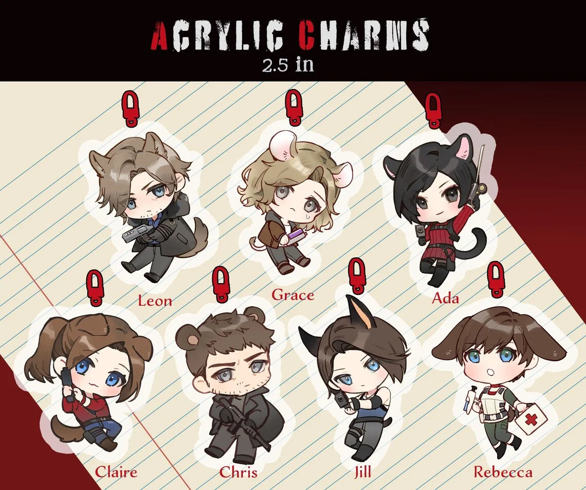 Acrylic Anime Charm Keychain with Zinc Alloy Clip