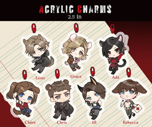 Acrylic Anime Charm Keychain with Zinc Alloy Clip