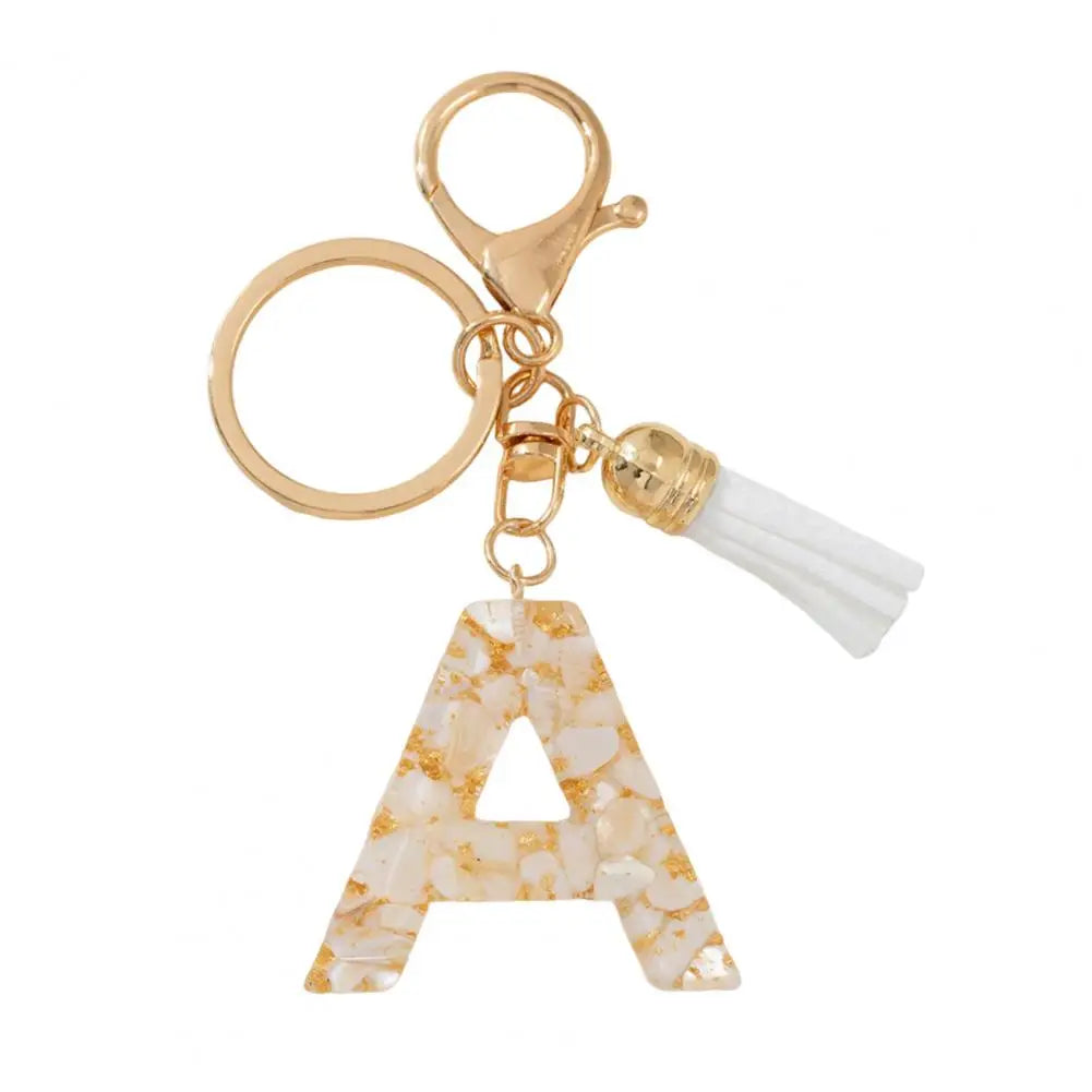 Resin Alphabet Letter Keychain with Tassel