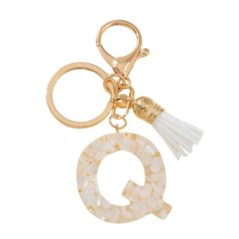 Resin Alphabet Letter Keychain with Tassel