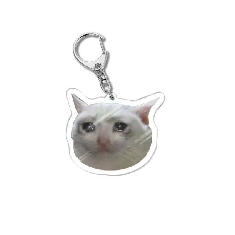 Cat Meme Acrylic Charm Keychain