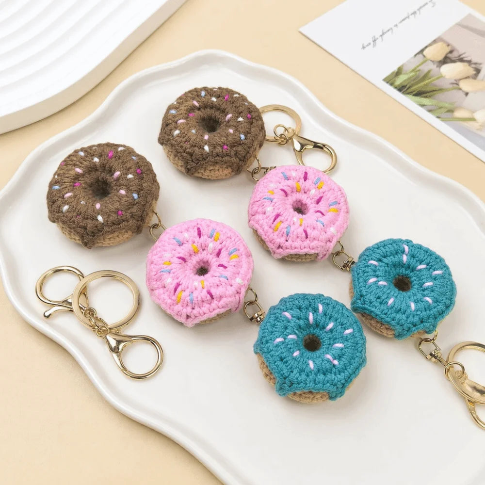 Crochet Donut Keychain with Zinc Alloy Clasp
