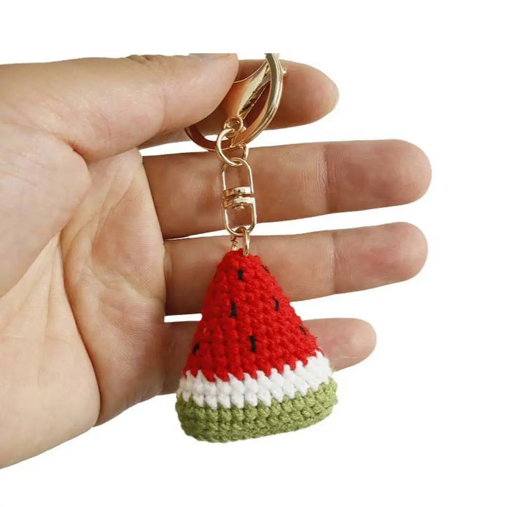 Knitted Watermelon Keychain with O-Ring Clasp