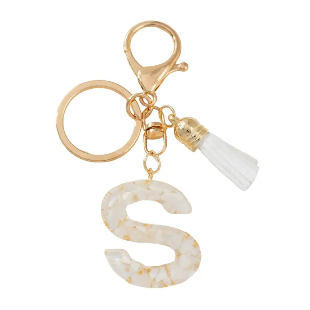 Resin Alphabet Letter Keychain with Tassel