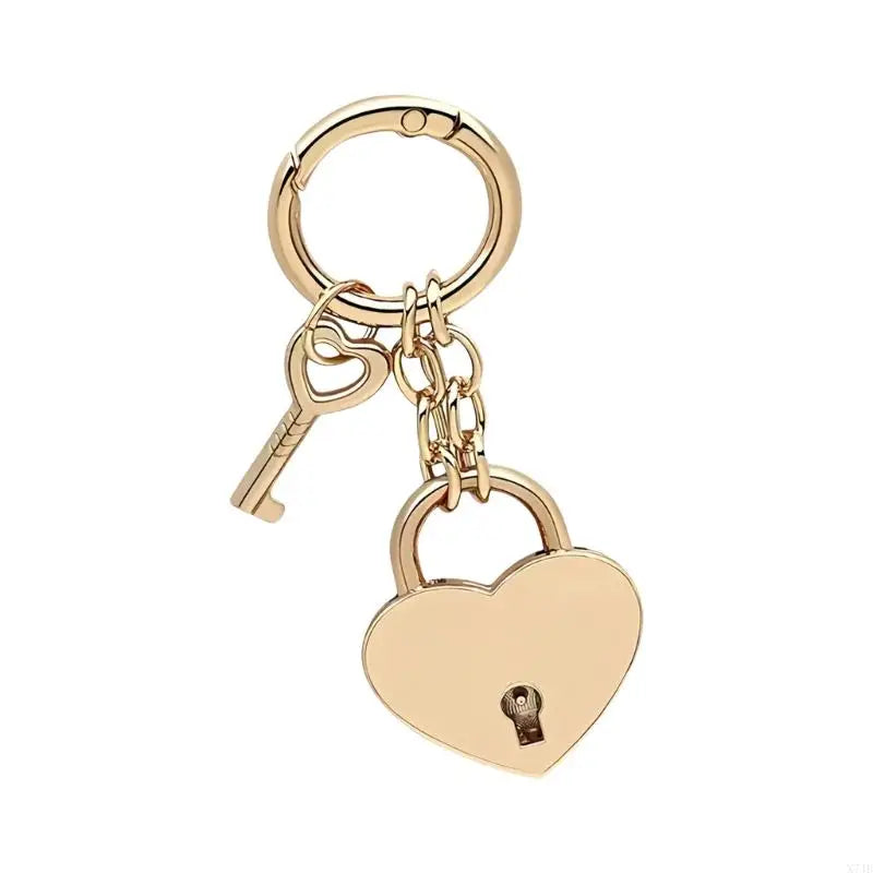 Heart Padlock Bag Charm with Working Key