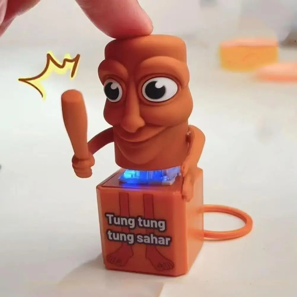 Tung Tung Tung Sahur Keychain Vioce LED Key Press Button Italian Brainrot Tralalero Tralala Shark Bag Pendants Key Accessories