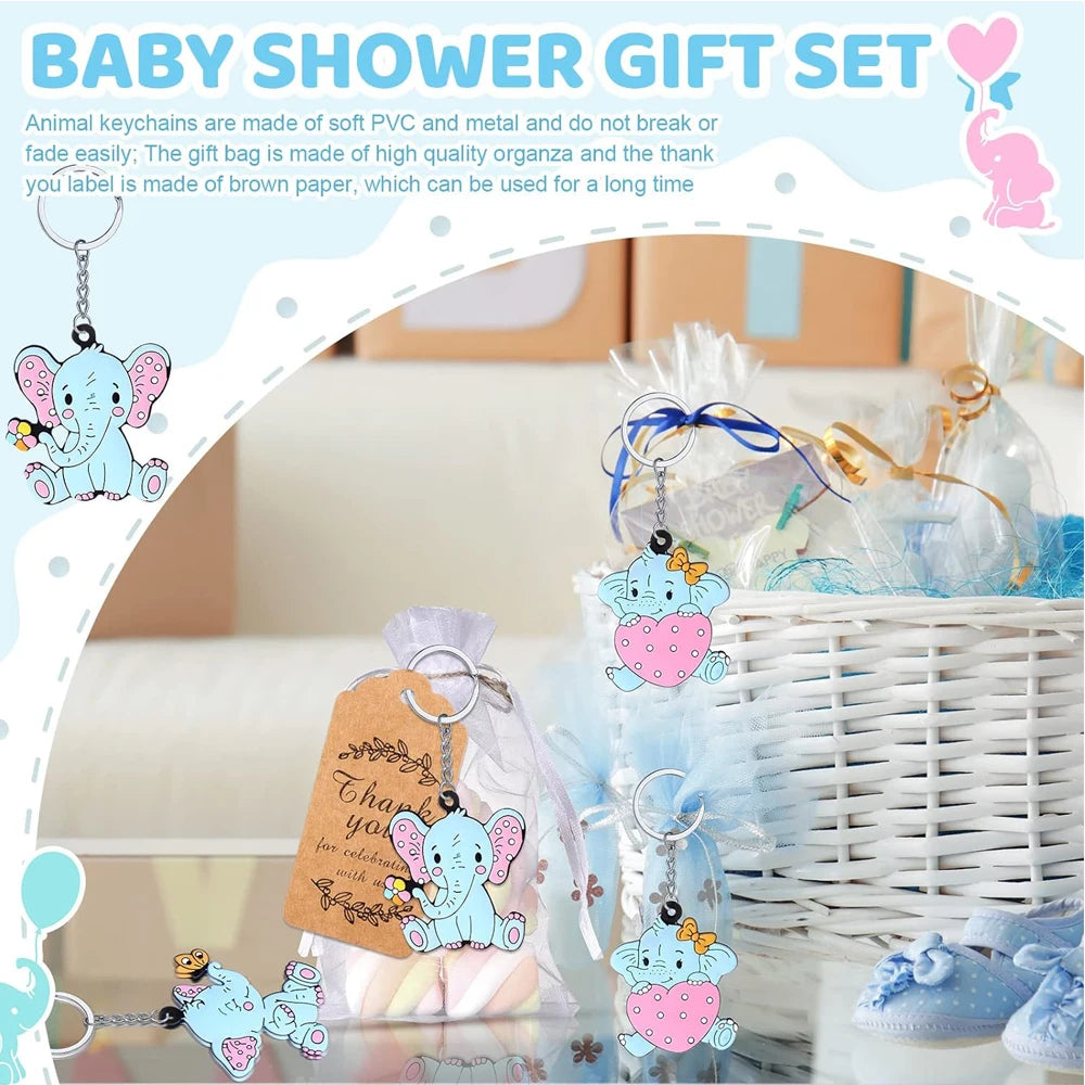 Elephant Keychain Favor Set for 12 Guests