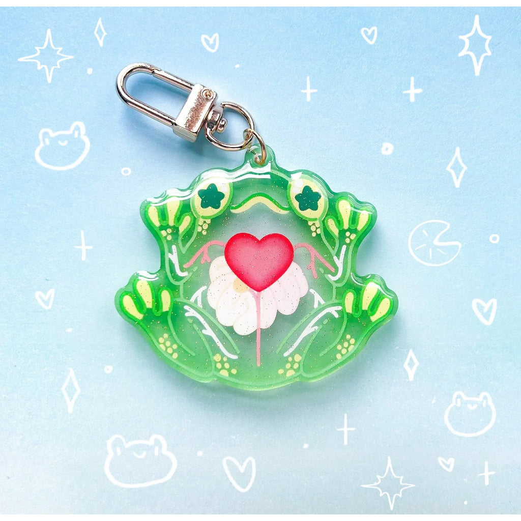 Green Frog Acrylic Charm Keychain