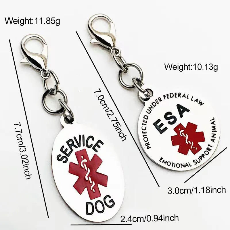 Double Snake Tag Medical Keychain Snake Staff Pendant SERVICE DOG Medical Logo Stainless Steel Movable Keychain Small Gift