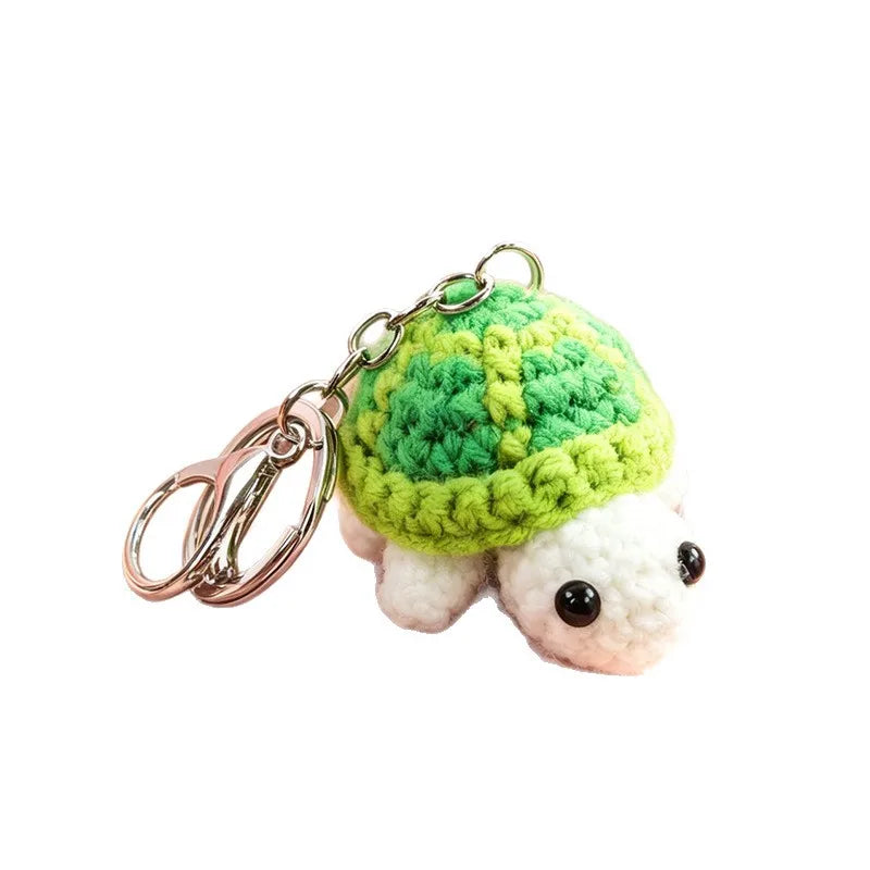 Crocheted Turtle Keychain with Metal Key Ring