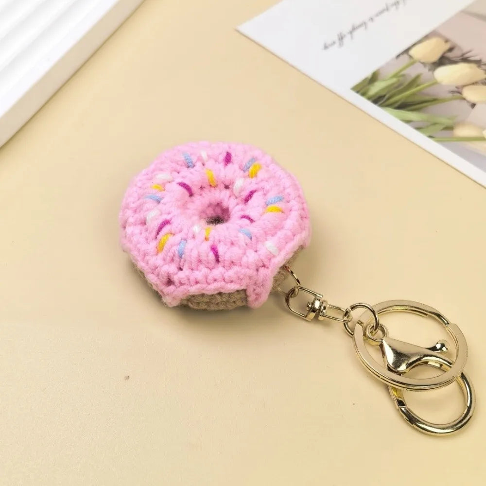 Crochet Donut Keychain with Lobster Clasp