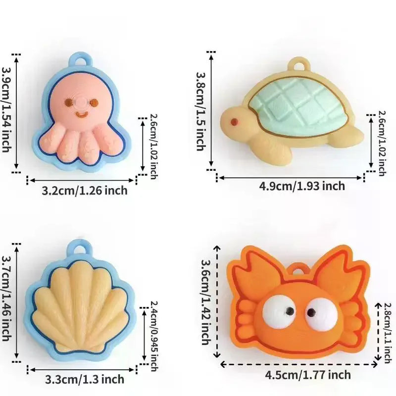 Turtle Clicker Keychain Cute 3D Printed Mini Animal Fidget Pendant Portable for Key Organizer Travel Use