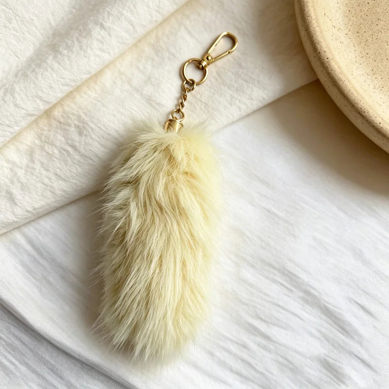 Fox Tail Keychain Irregular Car Keychain Bag Pendant Tail Animal Style Leopard Colored Keychain Cute Plush Keychain For Women