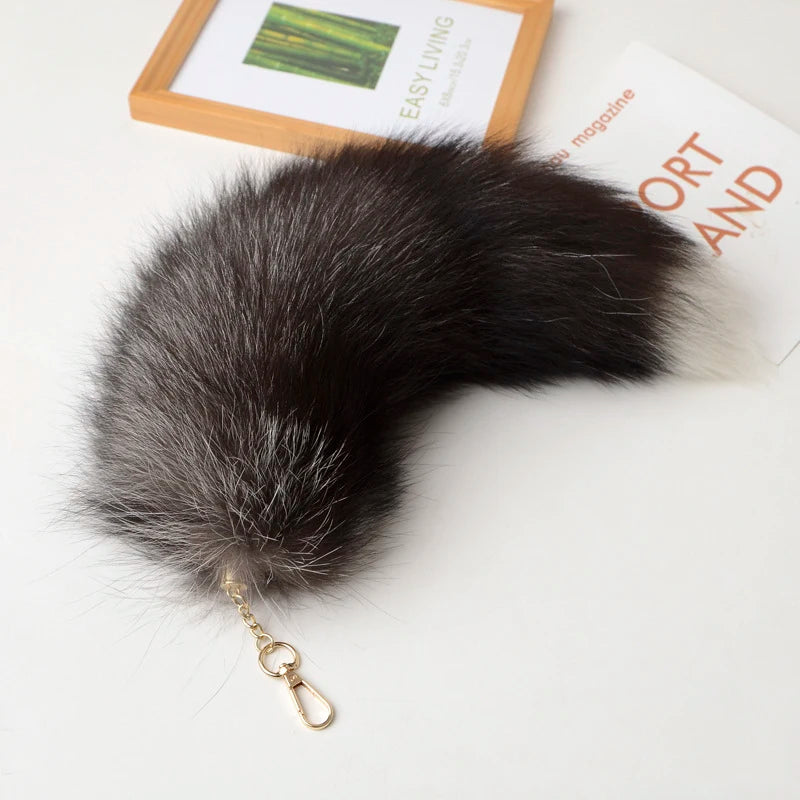 Fox Tail Keychain with Swivel Clasp