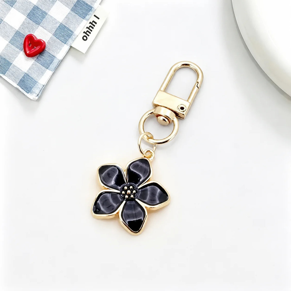 Floral Enamel Keychain and Bag Charm