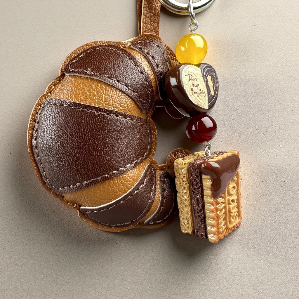 Two-Tone Croissant Pastry Bag Charm