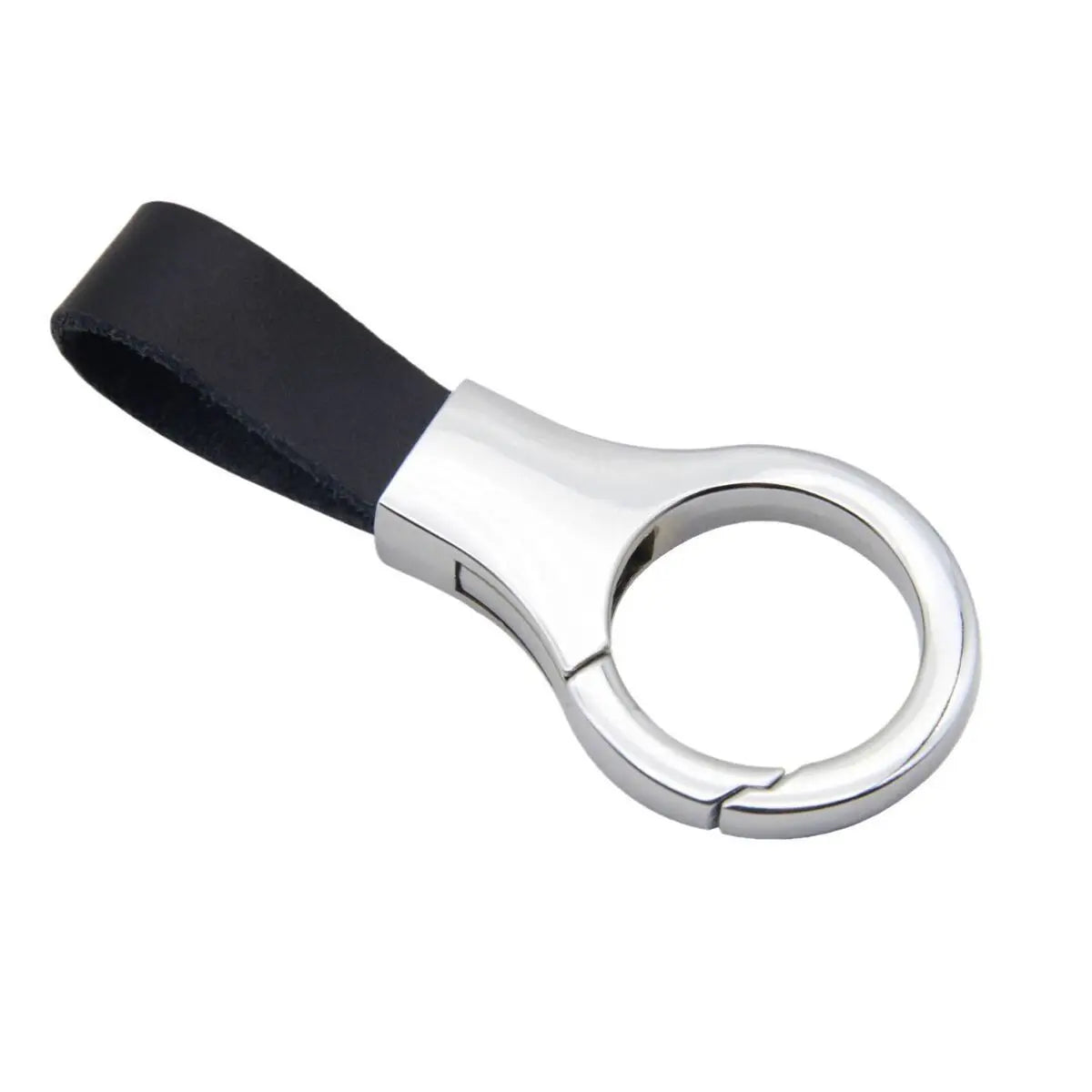 Leather and Metal Keychain with Lock Buckle