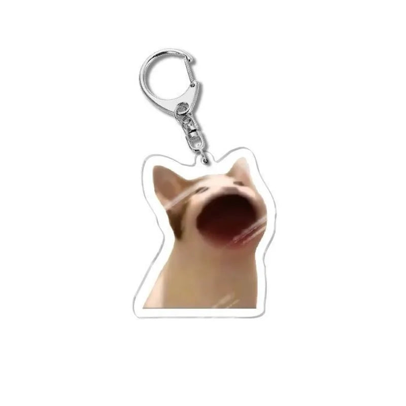 Cat Meme Acrylic Charm Keychain