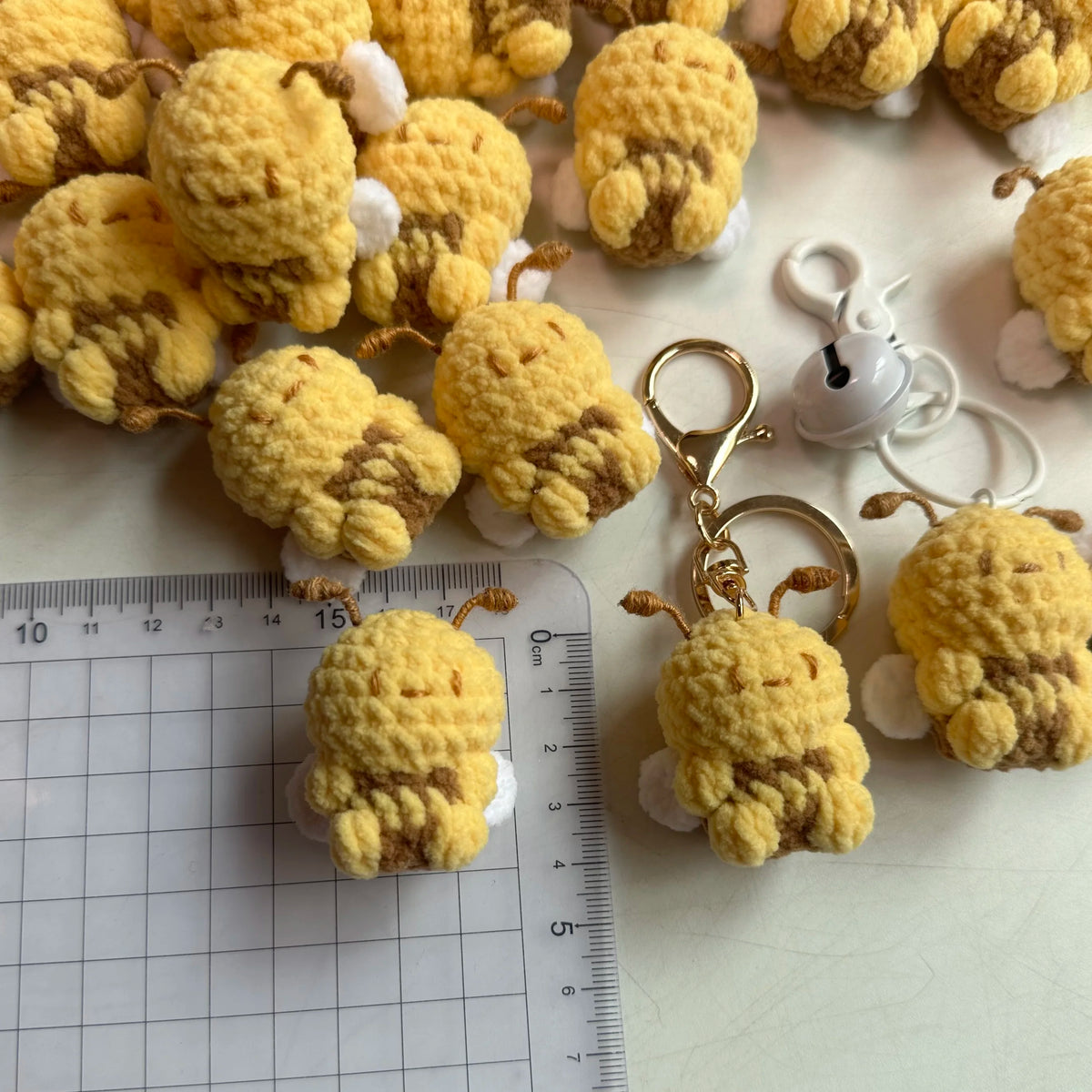 Hand-Crocheted Bee Charm and Keychain