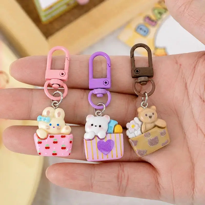 Cartoon Animal Resin Keychain with Swivel Clasp