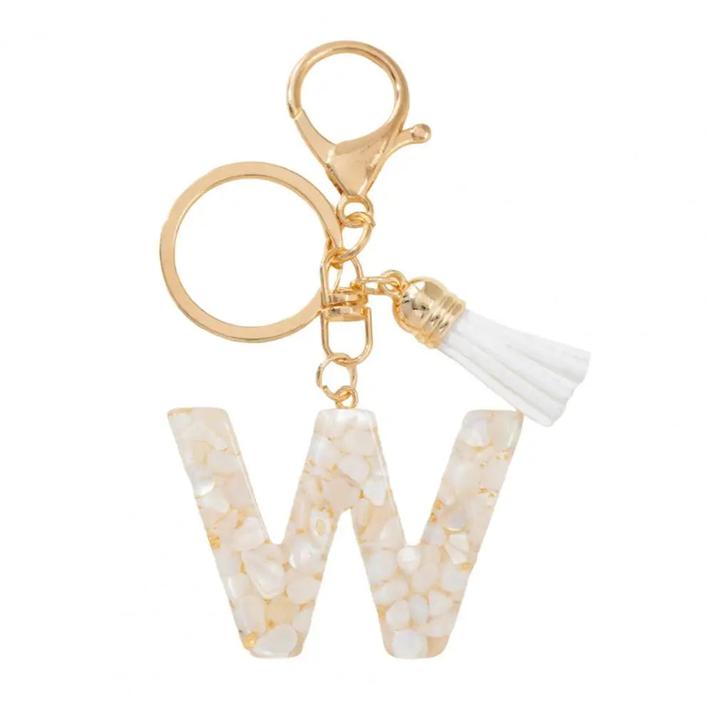 Resin Alphabet Letter Keychain with Tassel