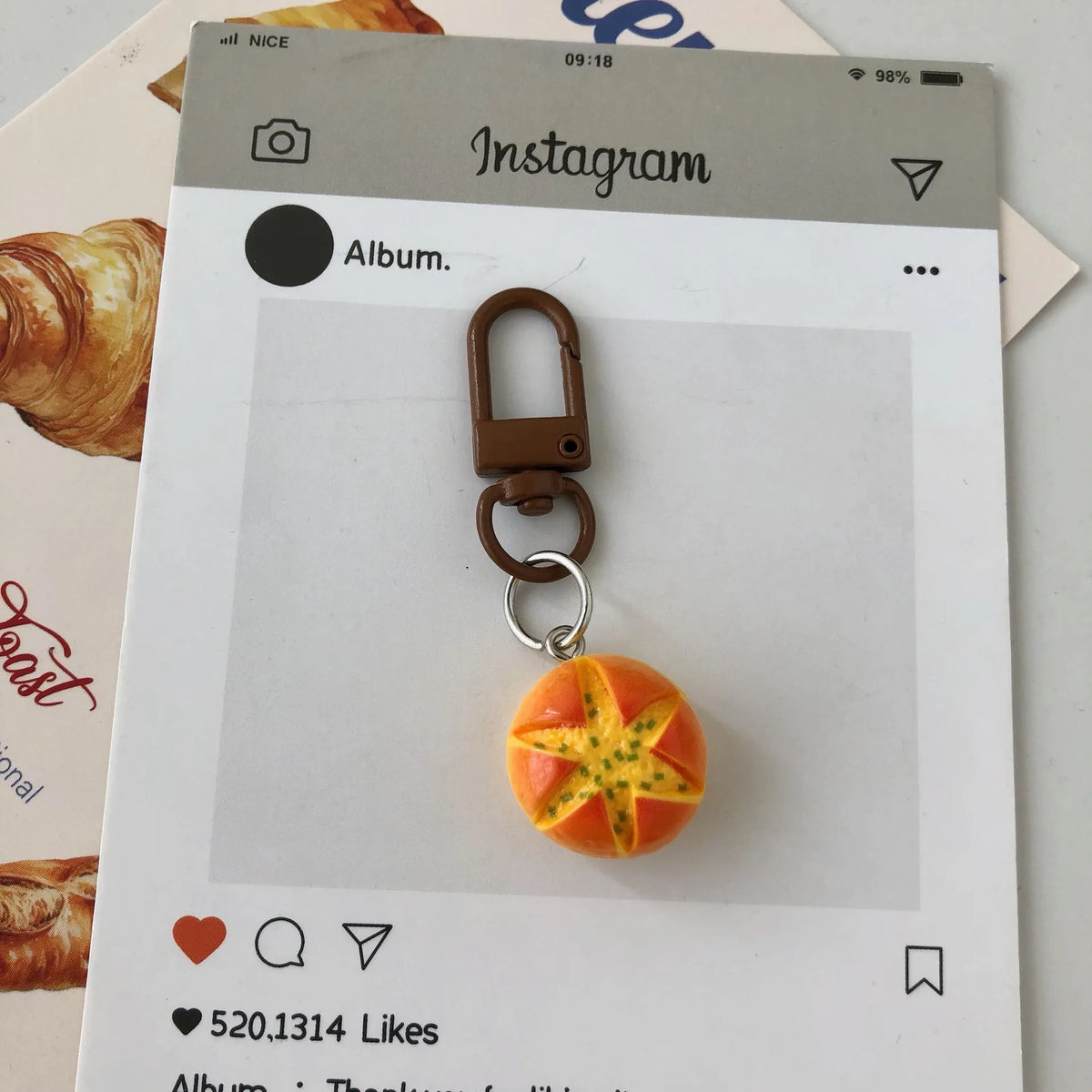 Realistic Bakery Bread Bag Charm Keychain