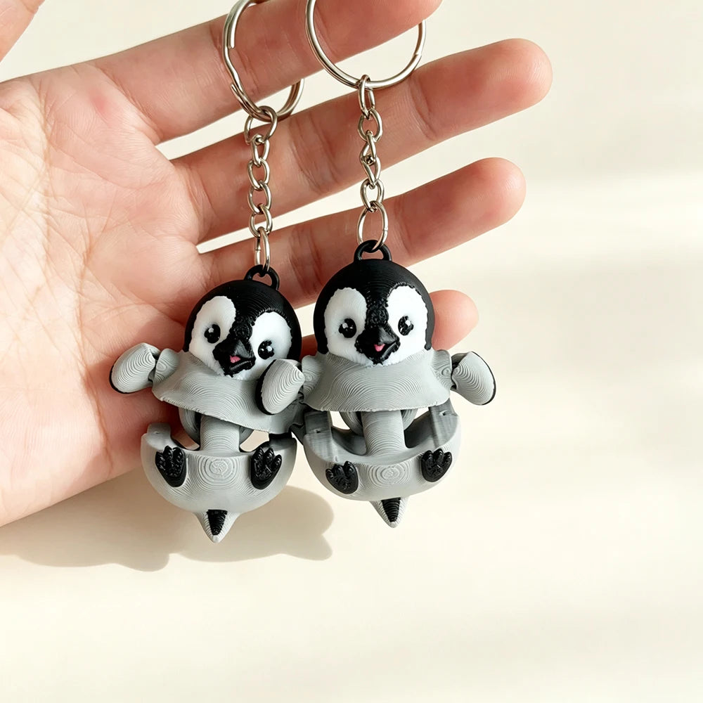 Articulated Penguin Keychain with Segmented Body