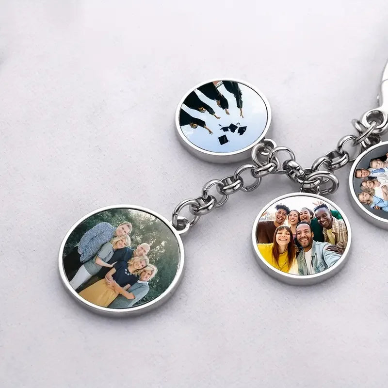 Custom Metal Keychain with 4 Photo Prints