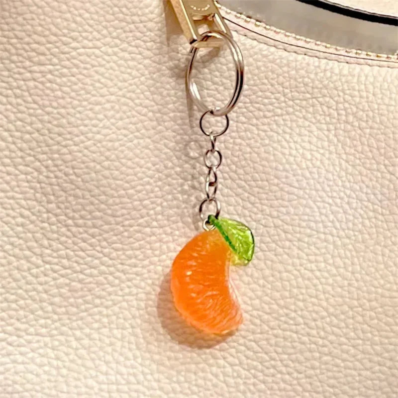 Realistic Tangerine Slice Resin Keychain