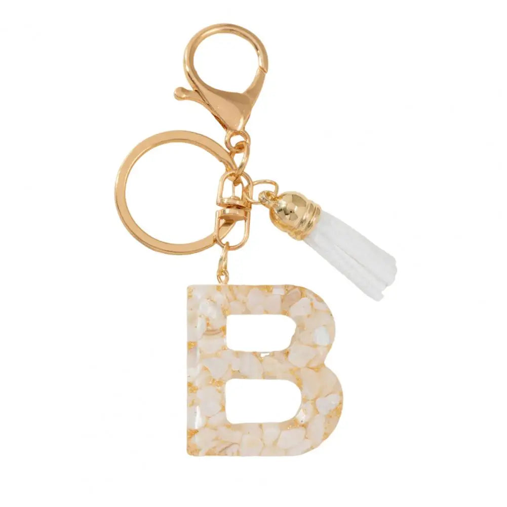 Resin Alphabet Letter Keychain with Tassel