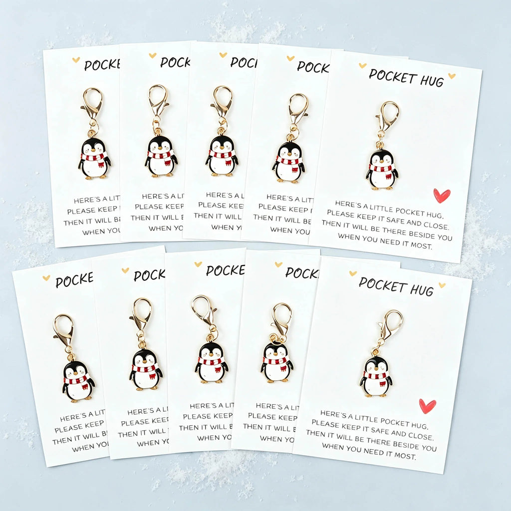 Penguin Keychain Set with Pocket Greeting Cards