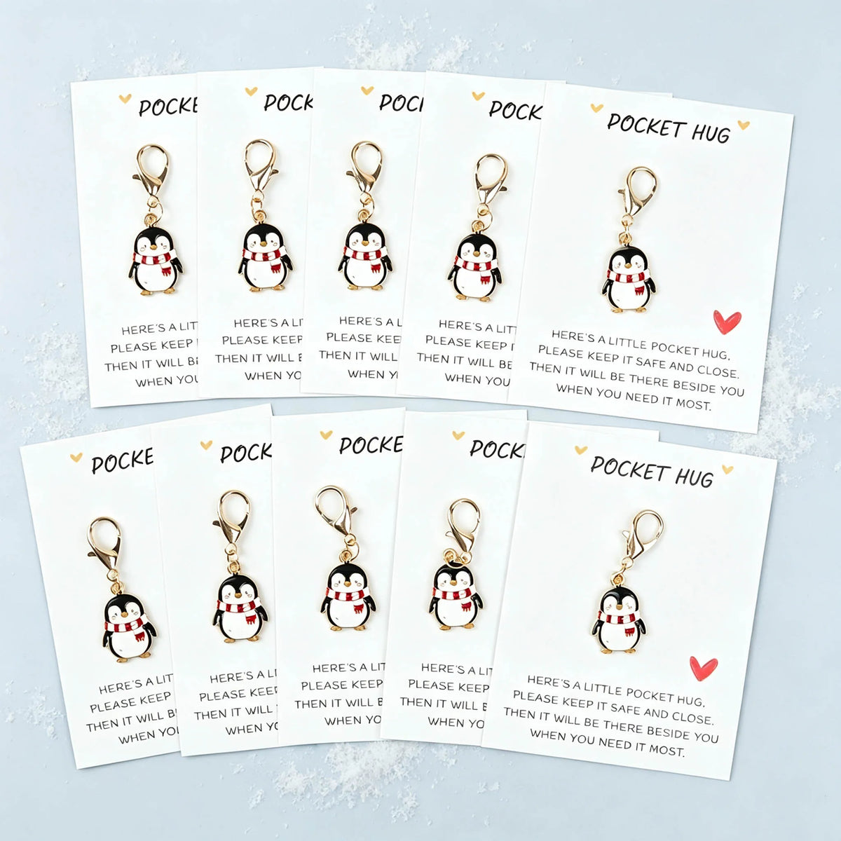 Penguin Keychain Set with Pocket Greeting Cards