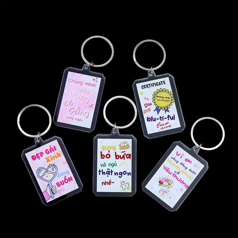Slim Acrylic Cartoon Keychain Charm