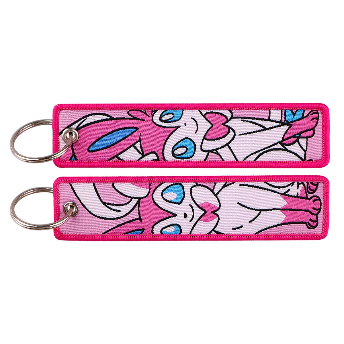 Double-Sided Embroidered Key Tag with Metal Hardware