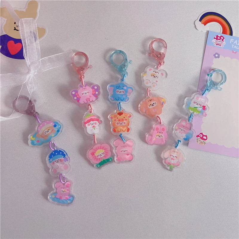 Three-Tier Acrylic Animal Charm Keychain