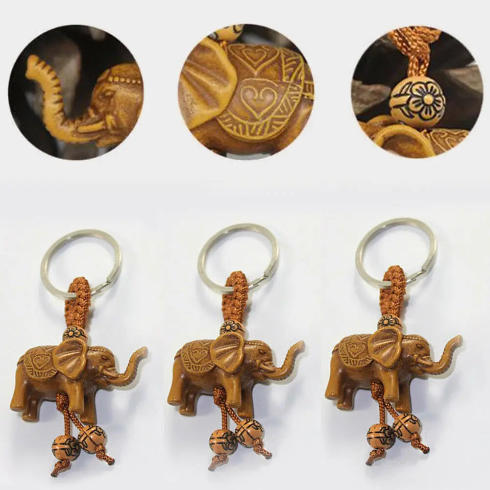Elephant Charm Keychain with Gold-Tone Clasp
