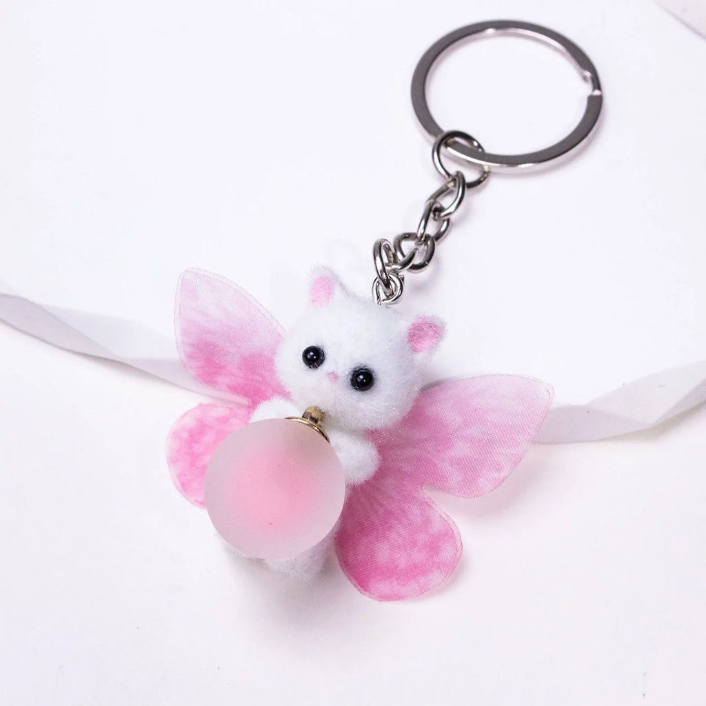 Resin Cat Keychain with Butterfly Wings