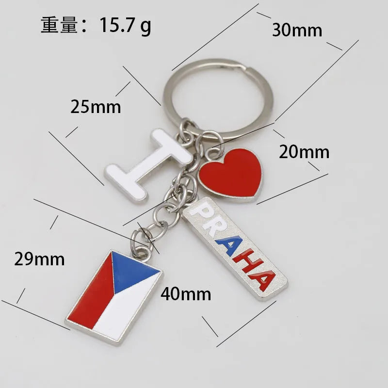 Enamel Flag Keychain Canada Germany Czech Venice UK London Building Alloy Drop Oil Pendant Travel Souvenir Car Bag Key Ring Gift