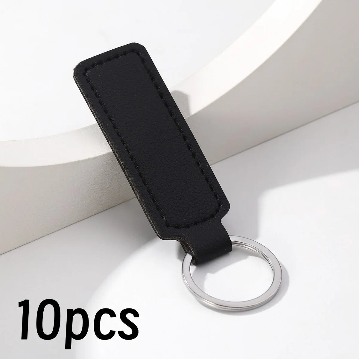 Double-Sided PU Leather Keychains, Pack of 10