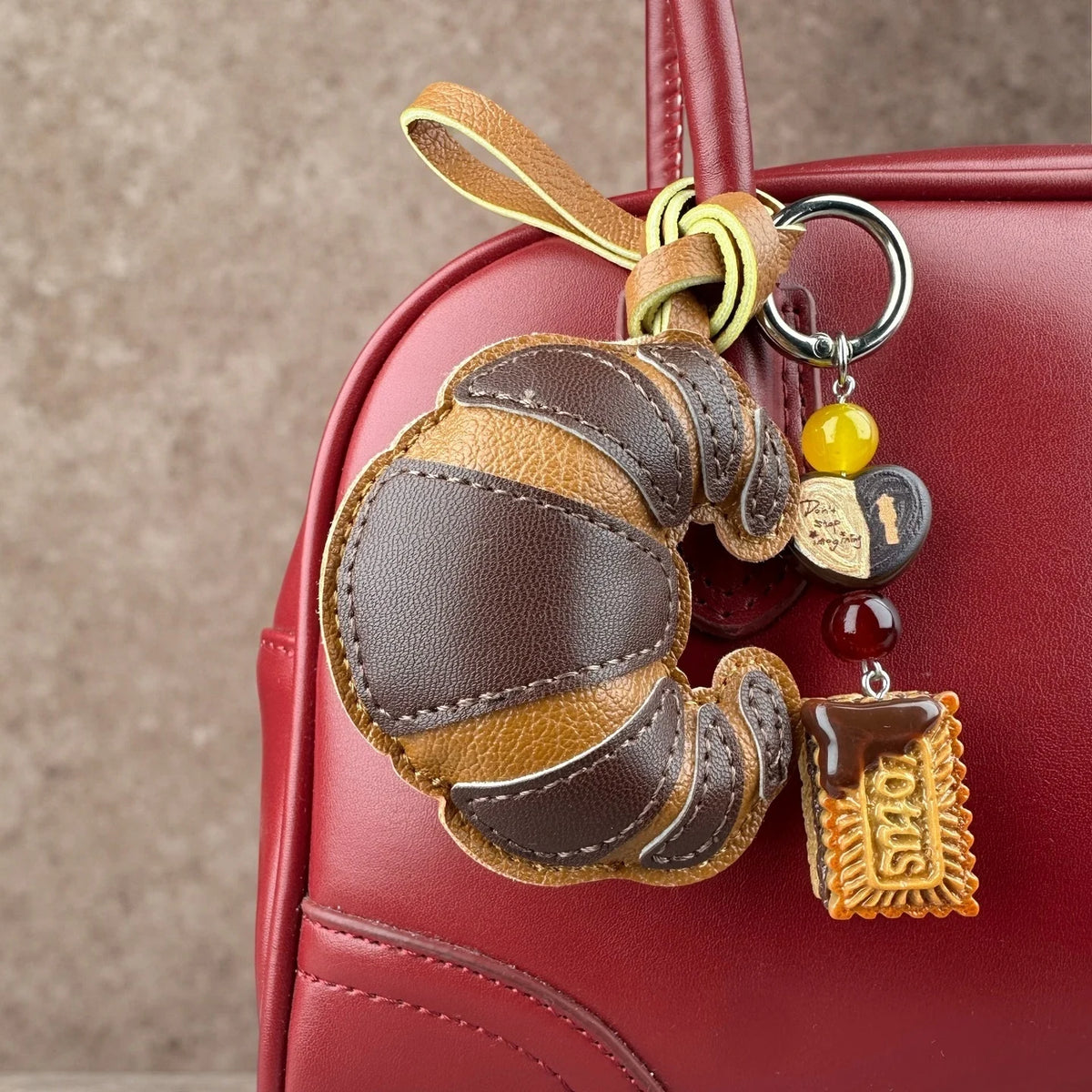 Two-Tone Croissant Pastry Bag Charm
