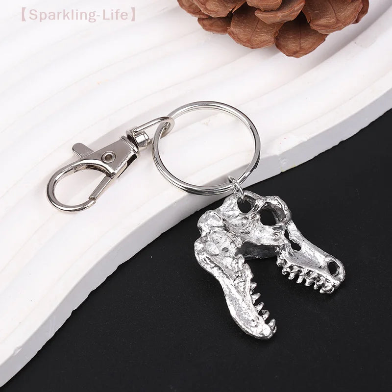 Tyrannosaurus Rex Skull Metal Keychain