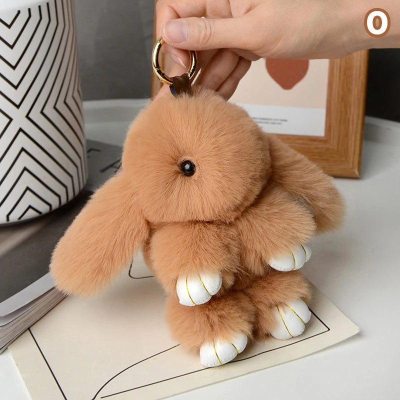 Plush Bunny Bag Charm with Gold-Tone Spring Ring