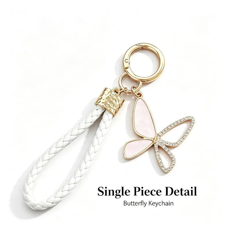 Enamel Butterfly Keychain with Braided Strap