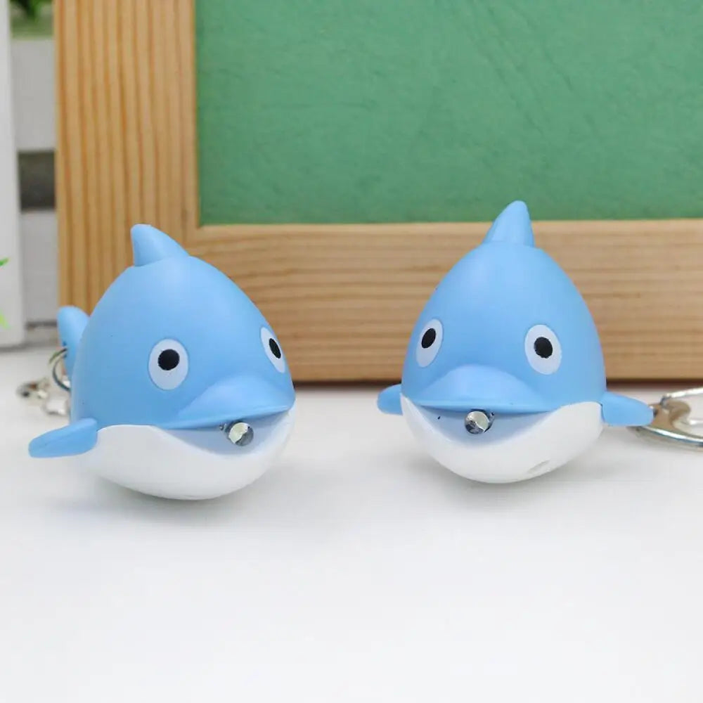Cute Dolphin Keychain with LED Light & Sound, Cartoon Marine Animal Bag Charm