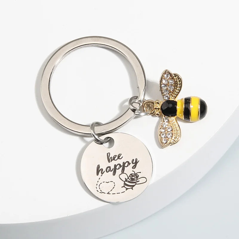 Honeybee Charm Keychain with Split Ring