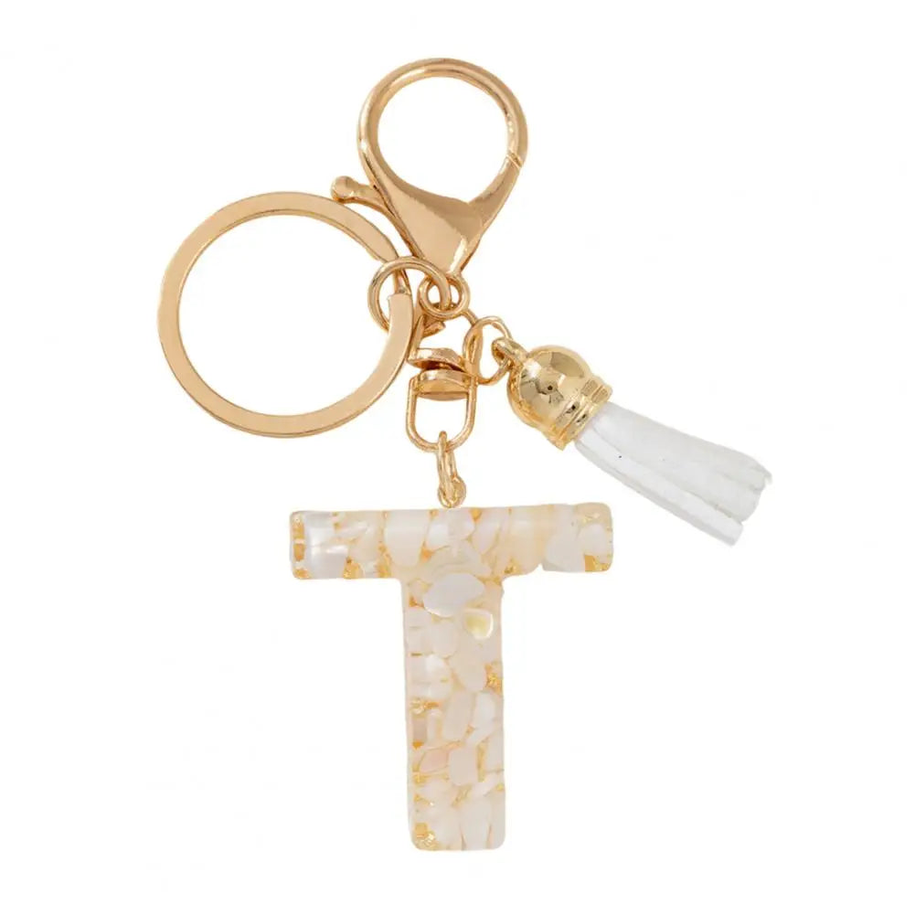 Resin Alphabet Letter Keychain with Tassel