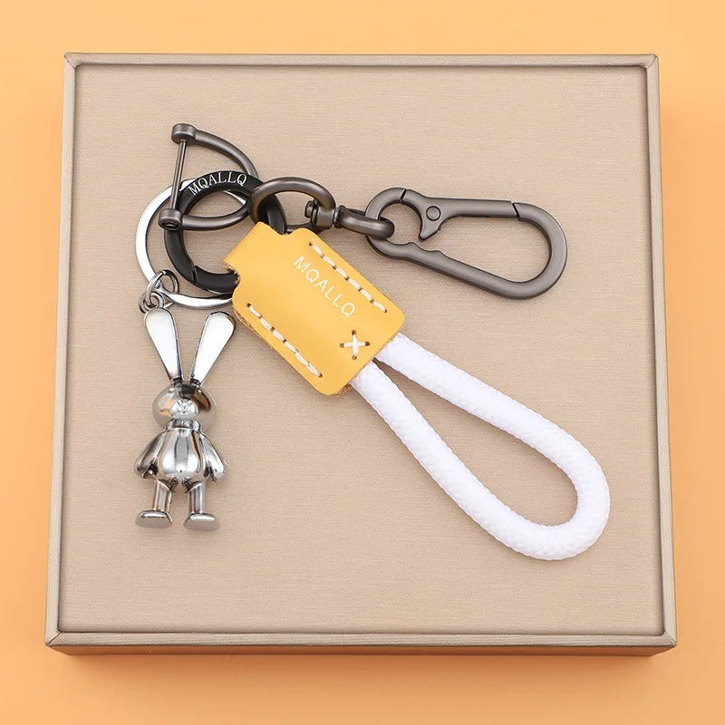 Braided Rope Keychain with Rabbit Charm