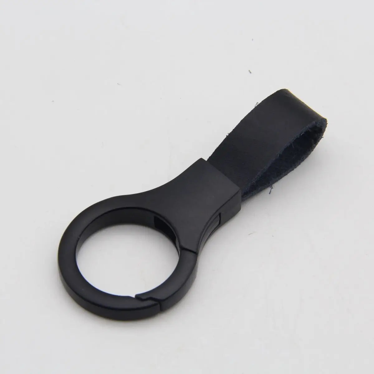 Leather and Metal Keychain with Lock Buckle